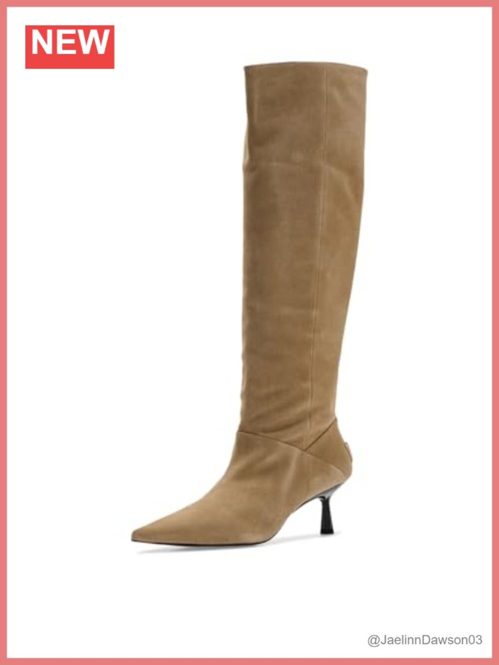 AllSaints Odyssey Low Leather Knee High Boots Pointed Toe Block Heel Pull-On